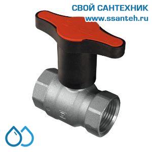 14618 HERZ 1220144 Кран шаровой красная ручка, DN32, PN25, -30...+150°C, Kvs 102 м3/час, никелированный