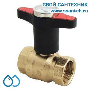 14679 HERZ 1220665 Кран шаровой красная ручка с термометром, DN40, PN25, 0...+120°C, Kvs 165 м3/час, без покрытия