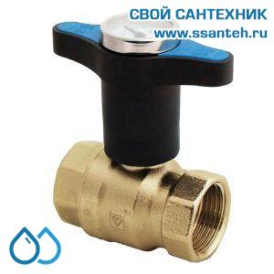 14682 HERZ 1220672 Кран шаровой синяя ручка с термометром, DN20, PN25, 0...+120°C, Kvs 34 м3/час, без покрытия
